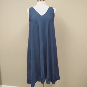 Soft Surroundings Womens Asymmetrical Shift Midi Dress Size S Blue Sleeveless